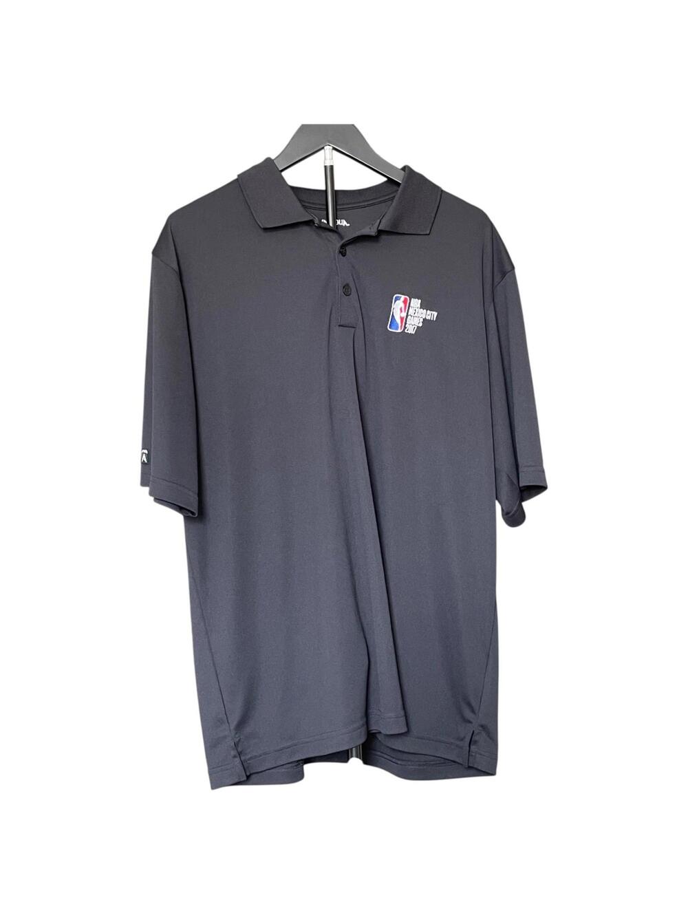 Antigua NBA Mexico‎ City Games 2017 Polo Shirt Mens Large Black NBA Logo CLEAN